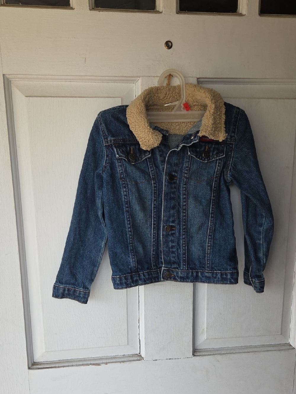 Supreme Blue Denim Jacket with Cream Sherpa Collar Wrangler Size 5t